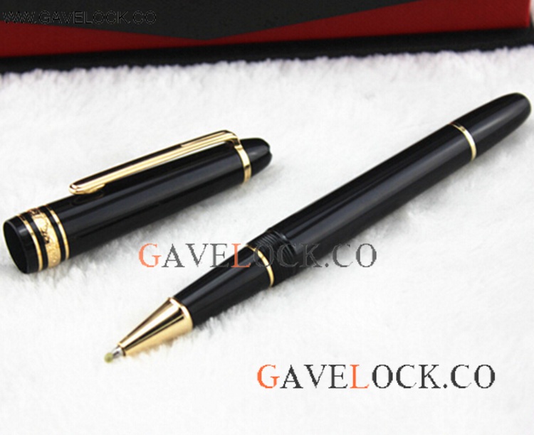Montblanc Meisterstuck Le Grand Roller Ball Pen Black & Gold Clip 145  Montblanc Meisterstuck Le Grand Roller Ball Pen Black & Gold Clip 145